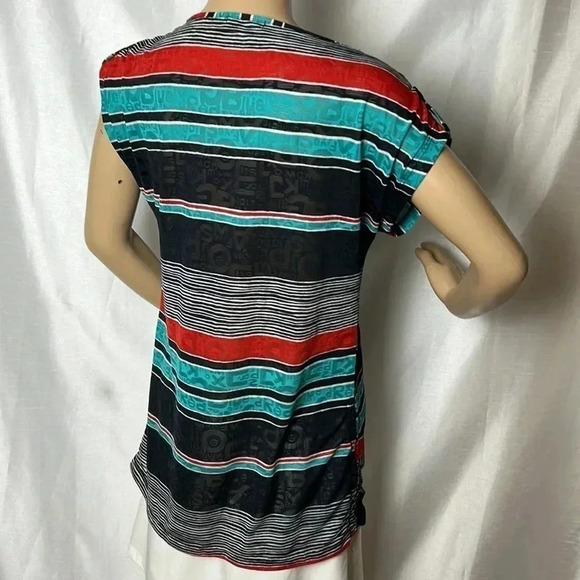 LE GRENIER Y2K,Multicolored,striped,lace,short sleeve top,retro,preppy,70 s vibe - Picture 5 of 13